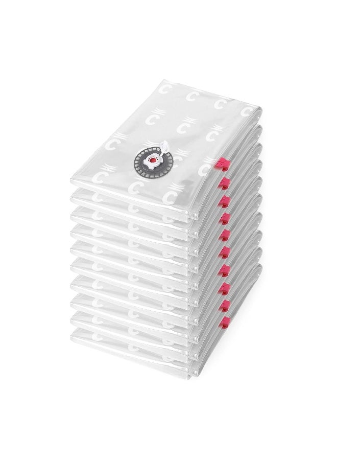 COMPACTOR 10-Piece Space Saving Durable Zipper Closure Medium Vacuum Storage Bag Set Clear 0.2 x 90 x 55 cm RAN6109 - Image 1